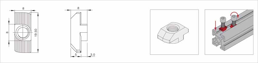 鋁型材專用T型螺母使用方式 鋁型材專用T型螺母使用方式